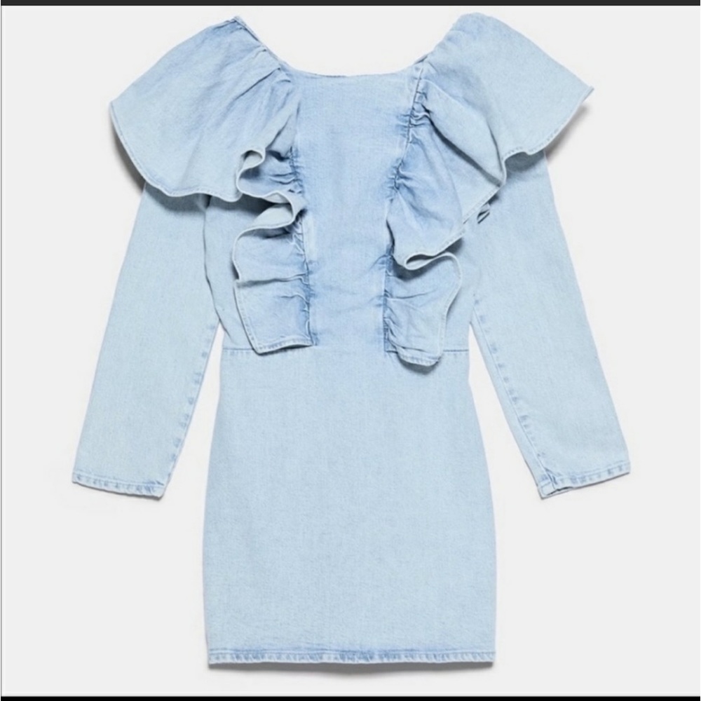 Zara Denim Ruffle Dress